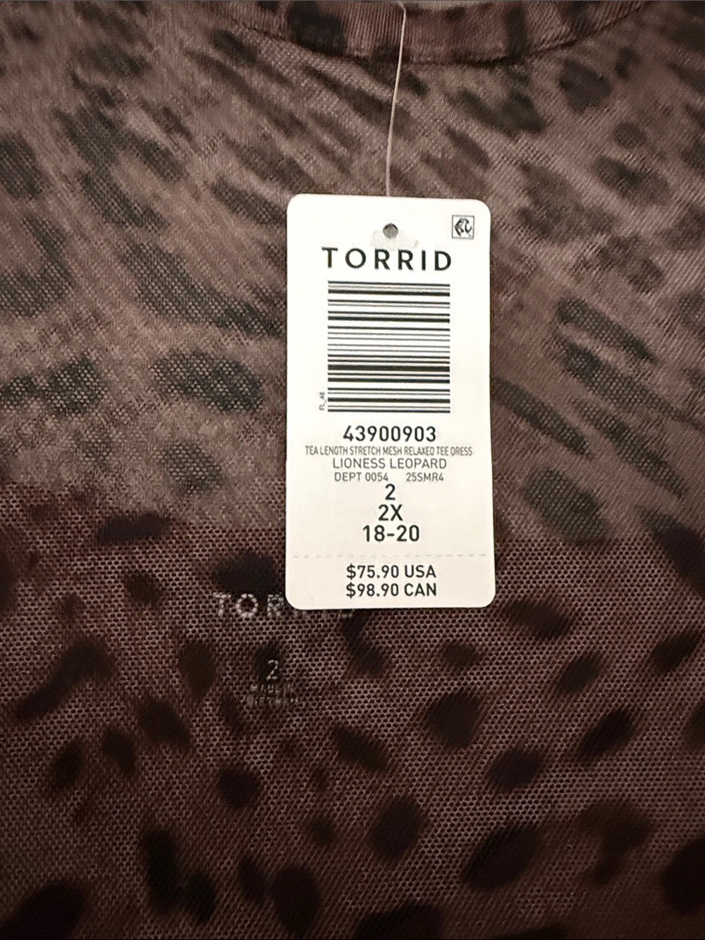 Torrid. 2X. NWT.  Brown Leopard-Print Sheer Maxi Dress - Picture 2 of 9